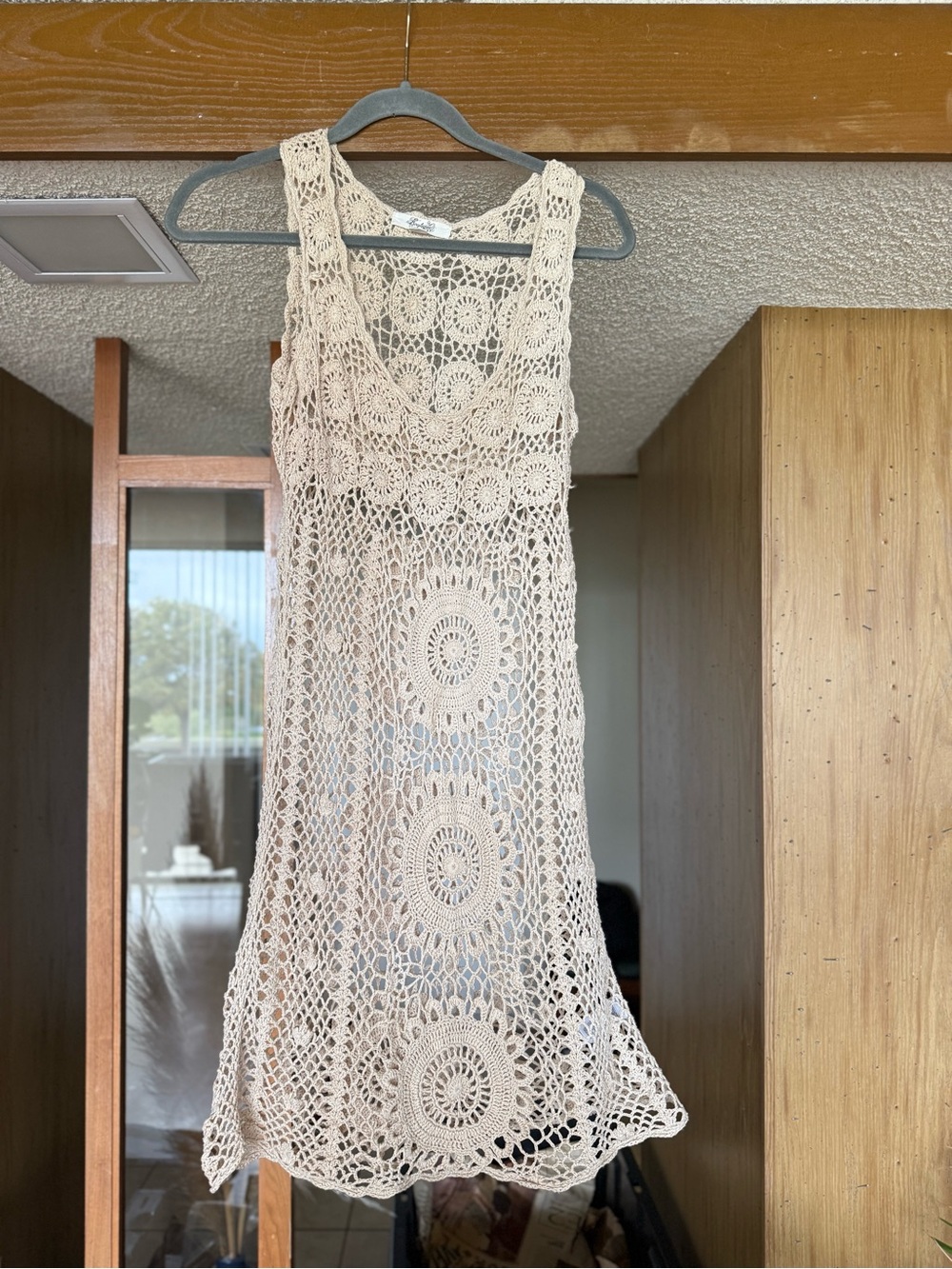 Crochet Dress in Cream - Lightweight Summer Cover-Up